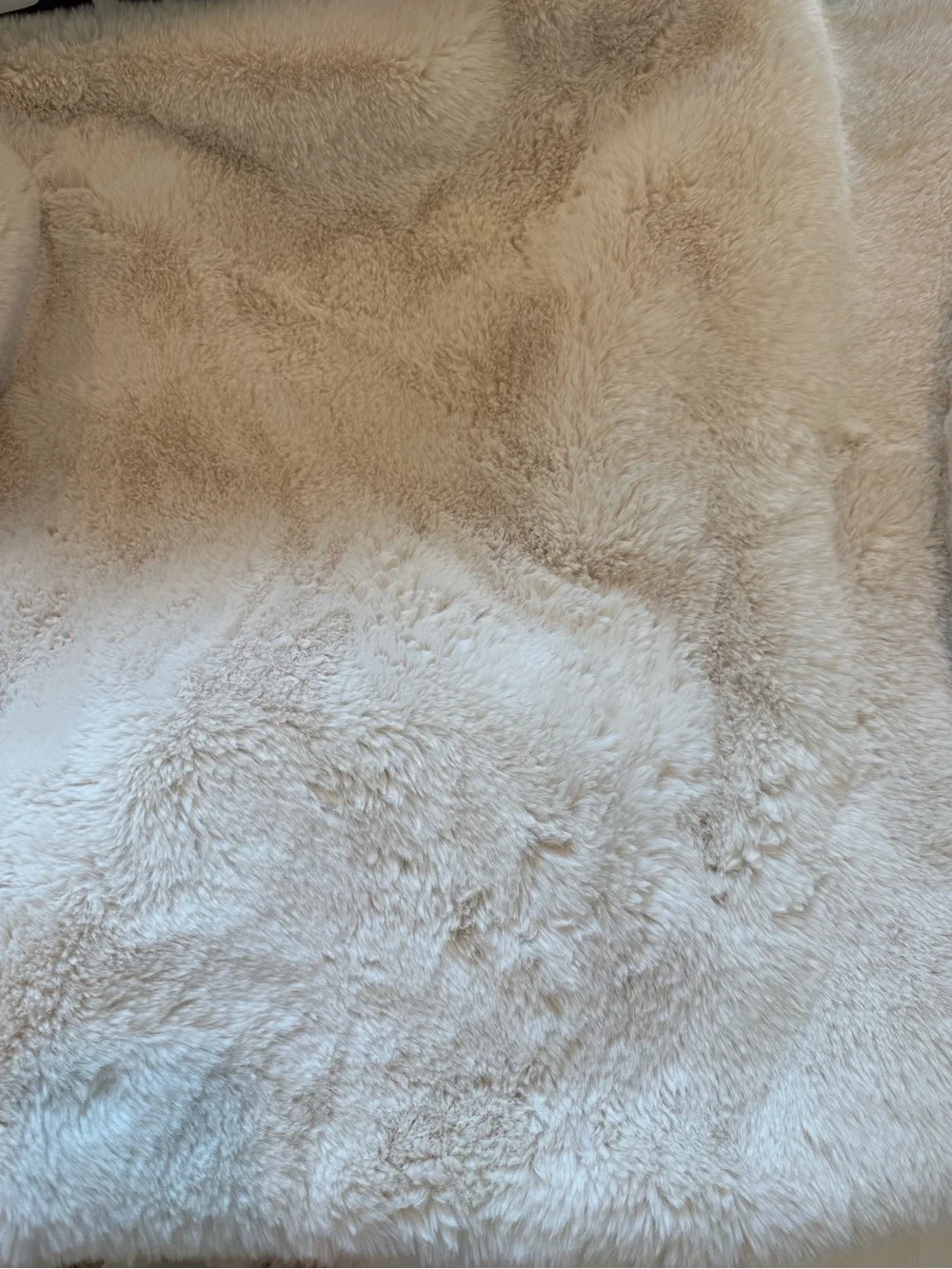 Crate&Barrel Faux Fur Throw in Travertine Beige